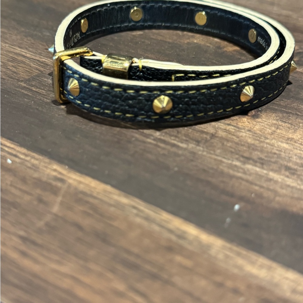 Louis Vuitton Suhali Studded Black Leather Wrap Bracelet
